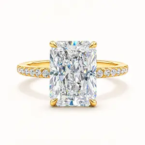 Rectangular Radiant Cut  Ring Set Tarnish Resistant & Shower Safe Stackable Bands  High Sparkle Jewelry