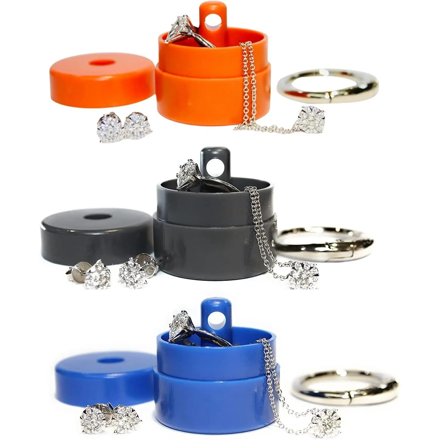 Travel Jewelry Box Case, Ring Holder on Shark Tank - Ring Holder for Women Girls with Keychain, Small Jewelry Organizer Boxes, Portable Ring Keeper Key Chain, Jewelry Storage Case