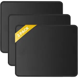3 Pack  Pad with Stitched , Comfortable  Pads with Non-Slip Rubber Base, Washable Mousepads Bulk with Comfortable Cloth,  Pads for Computers Laptop  10.2x8.3inch Black