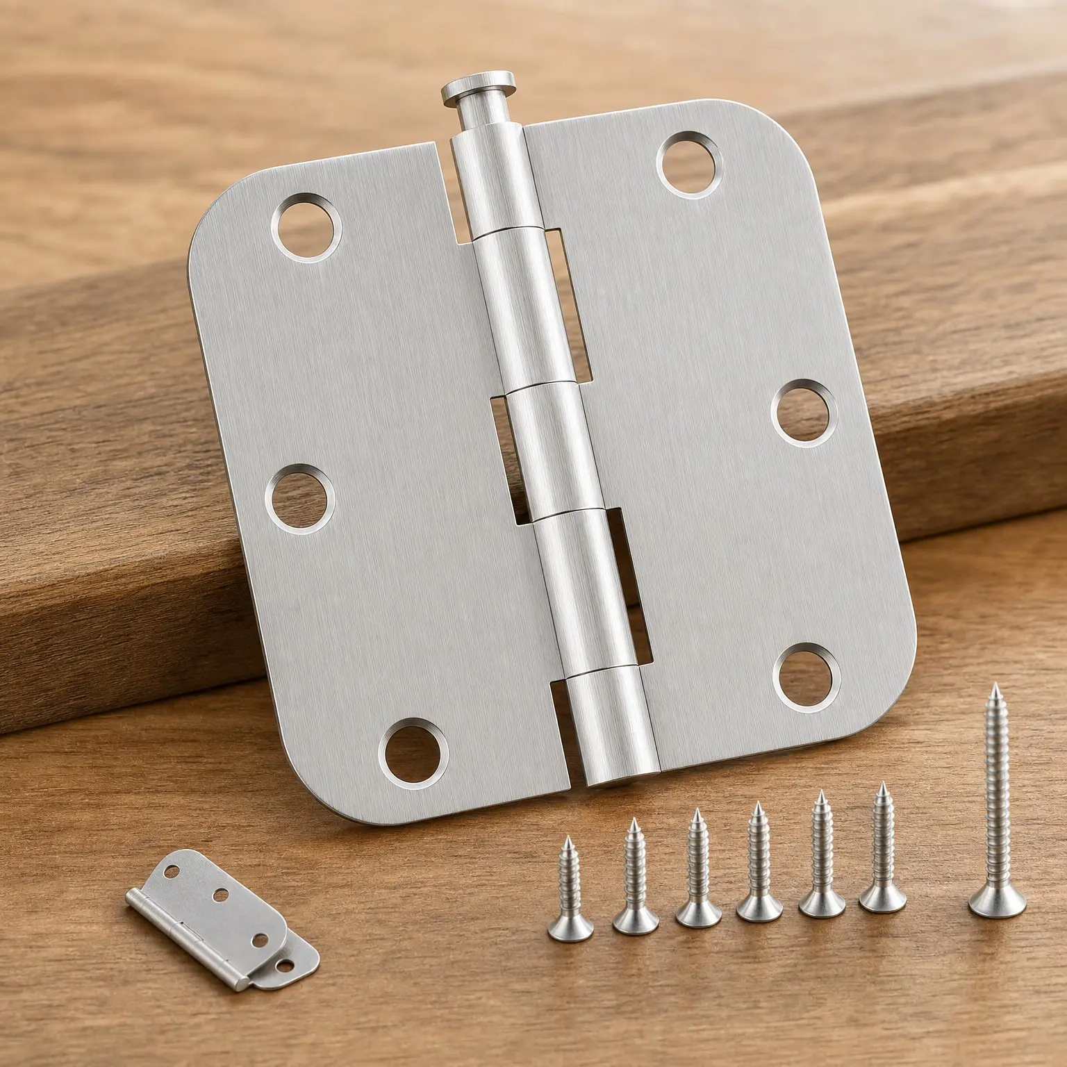 12 Pack 3.5 Inch Brushed Nickel Door Hinges with 5/8" Radius Rounded Corners, Heavy Duty Satin Nickel Hinges for Interior & Exterior Doors, Residential Door HardwareGift
