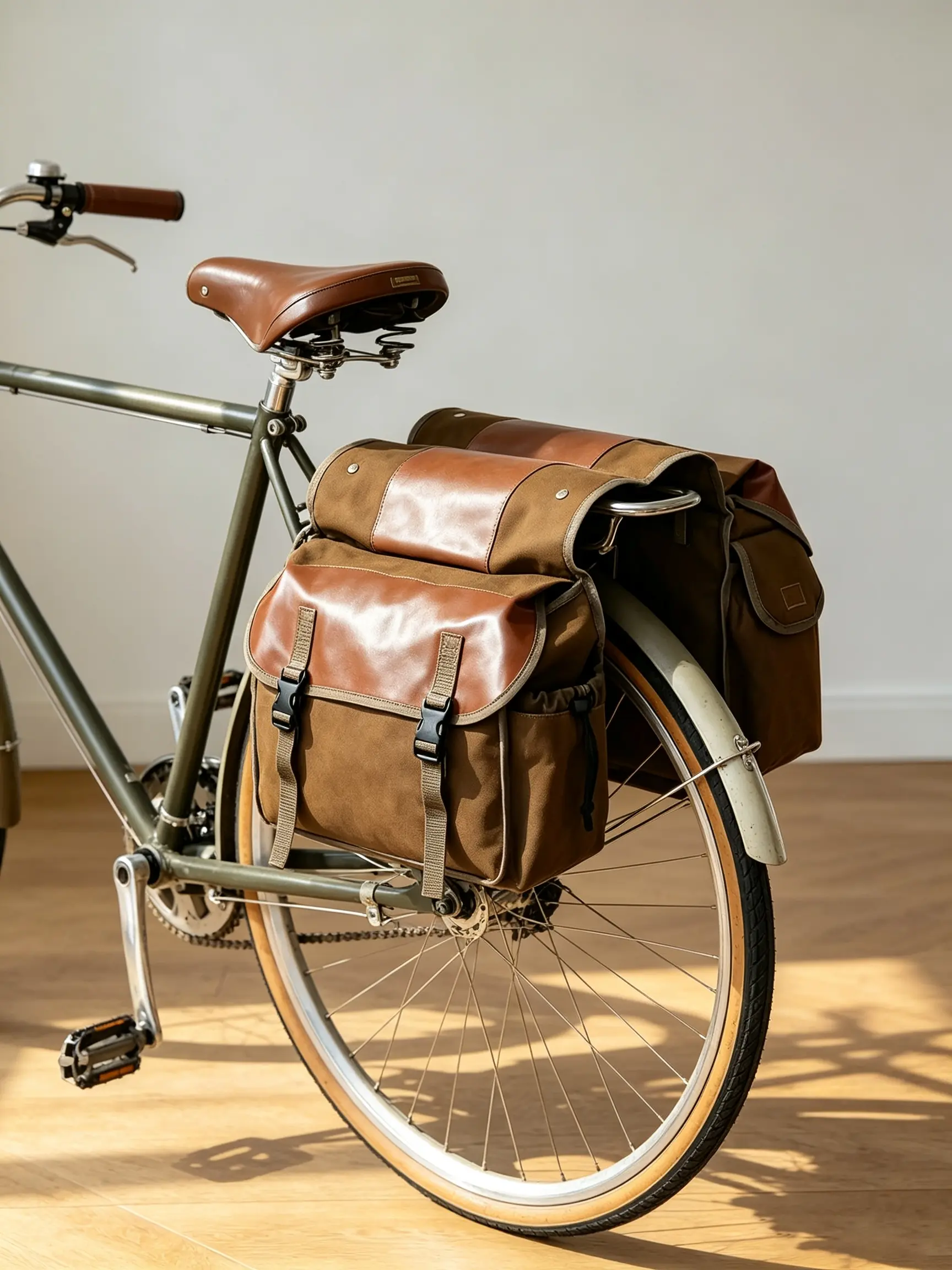Retro dual-side riding pannier bag with quick-release straps and multi-layer storage compartments, storage bag for bicycle rear racks, compatible with bicycles and scooters, storage pack for outdoor trips and daily commuting