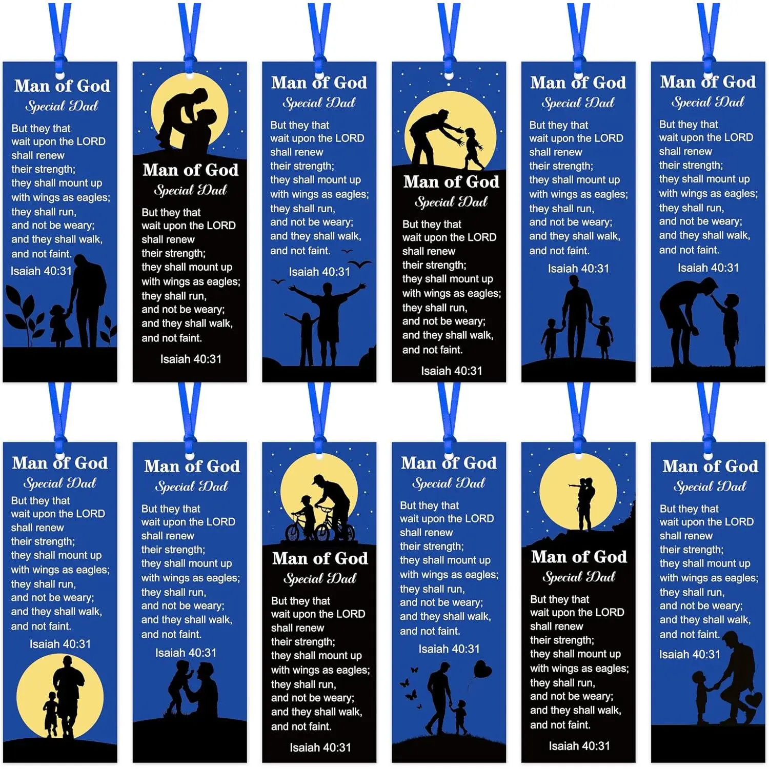 Man of God Religious Christian Bookmarks - 120 count Father's Day Book Marks  Verse Page Marker  Tag for Father's Day Dad's Birthday Party Gifts School Student  Teacher