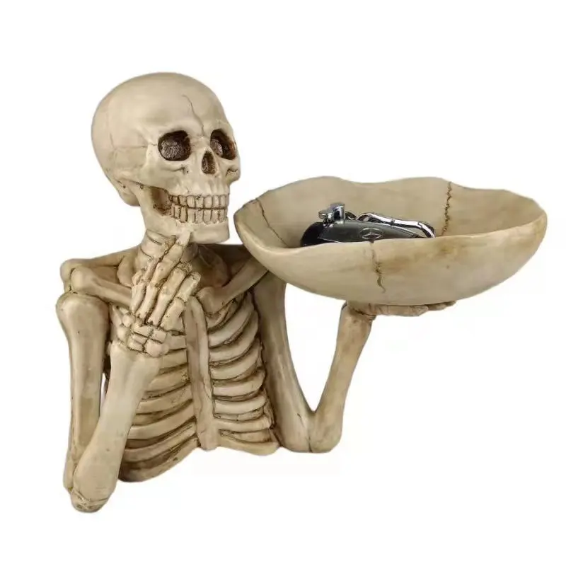 Gothic Halloween Skull Hand Skull Tray, Unique Creative Desktop Candy and Key Storage Decorative Item