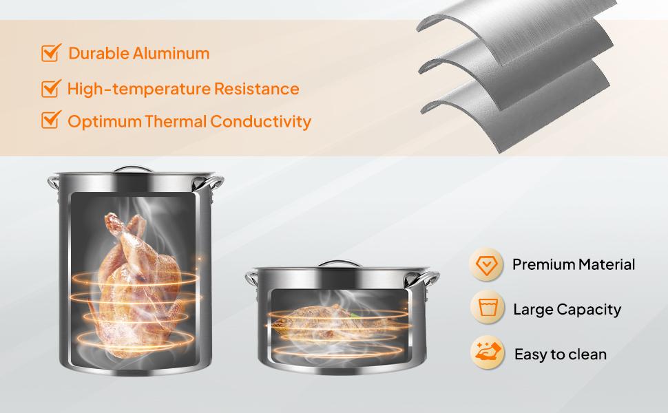 ROVSUN 30QT Turkey Fryer & 10QT Fish Fryer Kit w/ 55,000BTU Propane Stove, Aluminum Outdoor Deep Fryer & Seafood Boiler Steamer w/Baskets, Thermometer, Marinade Injector, Turkey Rack & Rack Lifter