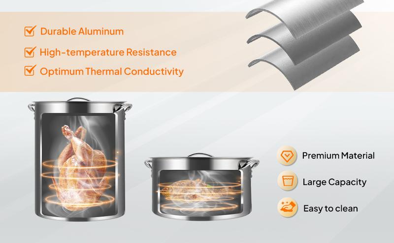 ROVSUN 30QT Turkey Fryer & 10QT Fish Fryer Kit w/ 55,000BTU Propane Stove, Aluminum Outdoor Deep Fryer & Seafood Boiler Steamer w/Baskets, Thermometer, Marinade Injector, Turkey Rack & Rack Lifter