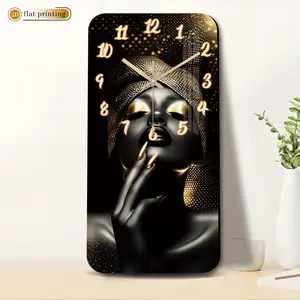 1 piece acrylic rectangular silent wall clock - 2D flat print silent clock, modern luxury style, modern abstract female face clock, suitable for dining room and kitchen decoration, Halloween and Christmas decoration, birthday gift, holiday ornament, resta