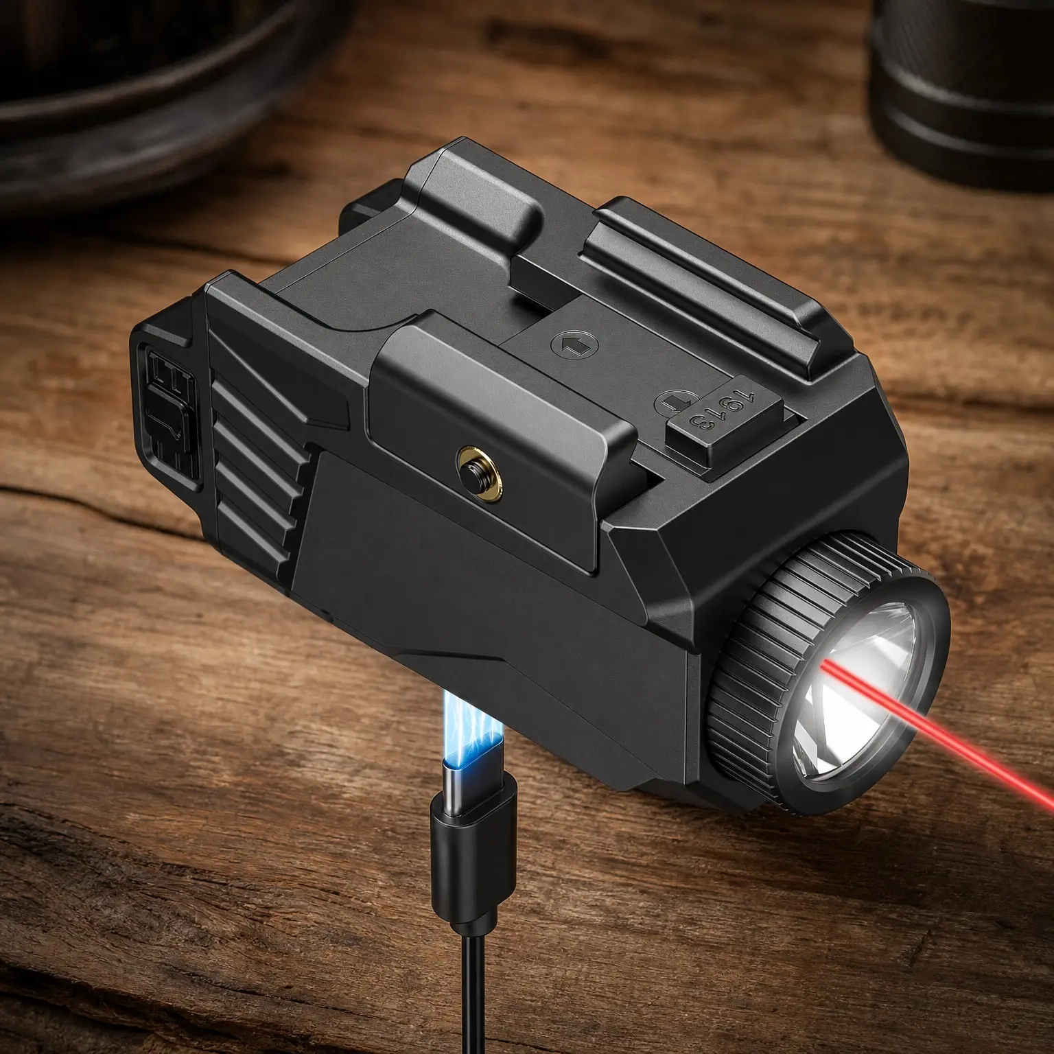 600 Lumen Compact Pistol Light with Red Laser and Strobe for Home Defense