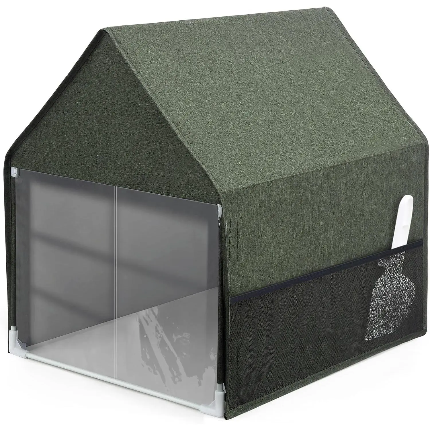 High Quality Fabric Enclosed House Shape Cat Litter Box Cover - Remove Cover for Easier Clean, Hidden Space, Top Access Open Curtain, Leakage Grid, Odour Control, High Installation Efficiency, Structural Stability Cat House Furniture