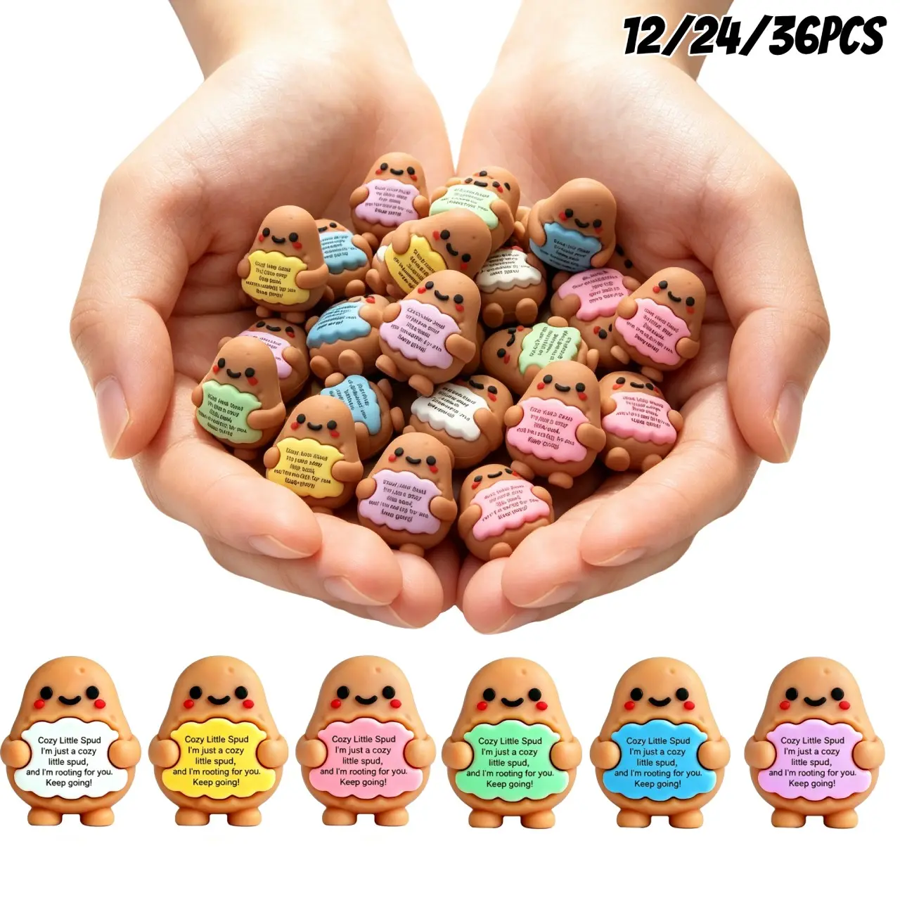 Mini Potato Figurines - 12/24/36pcs Positive Gifts for Emotional Support | Adorable Desk Decor & Perfect for Halloween, Thanksgiving & Christmas | Thoughtful Stocking Stuffers & Pocket Hugs for Family, Friends & Colleagues | Cute Affirmation Care Package