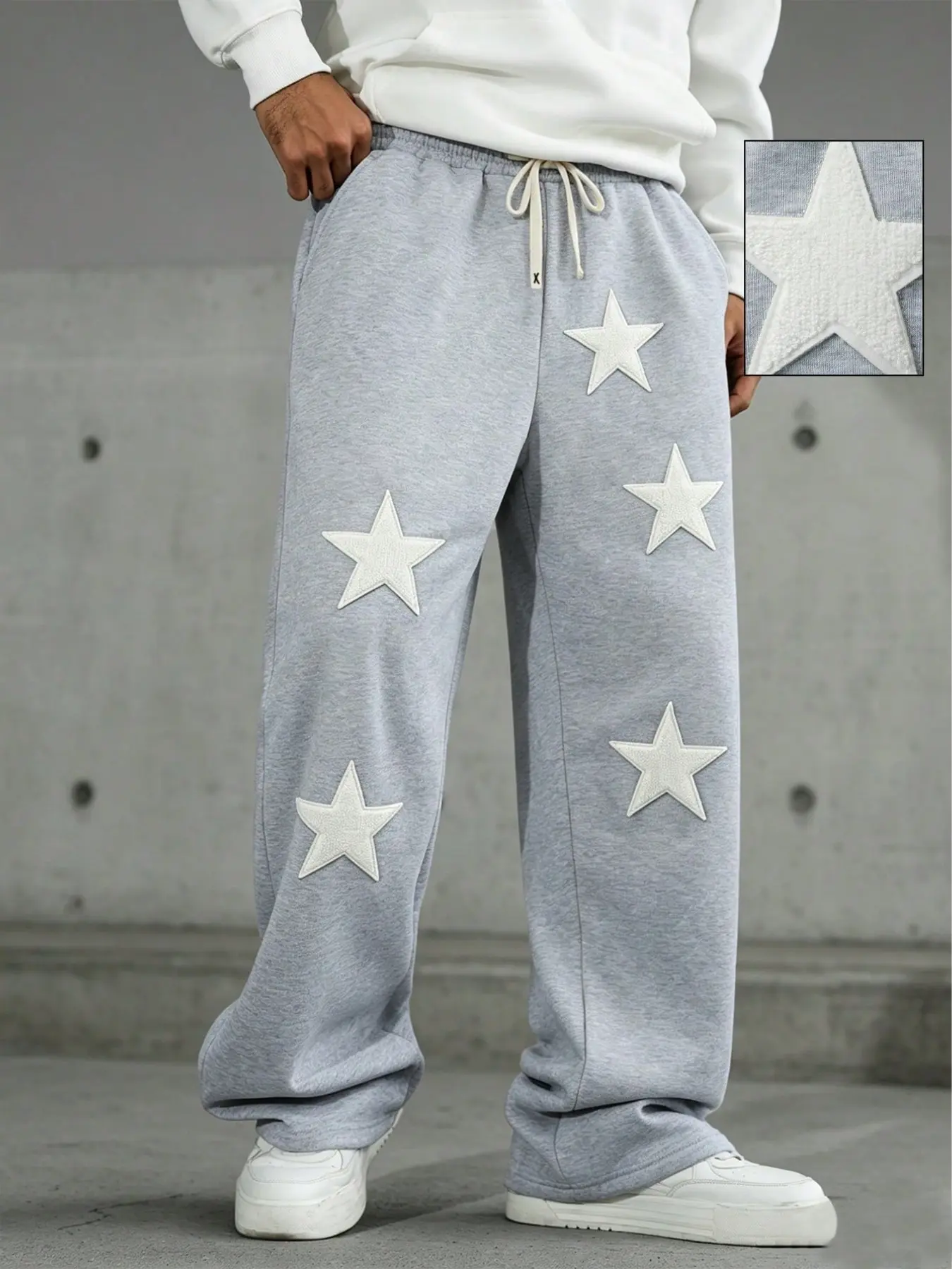 Starry Patchwork Knit Sweatpants, Breathable & Soft Fabric, Flattering Wide Leg Design, Perfect for Casual & Trendy