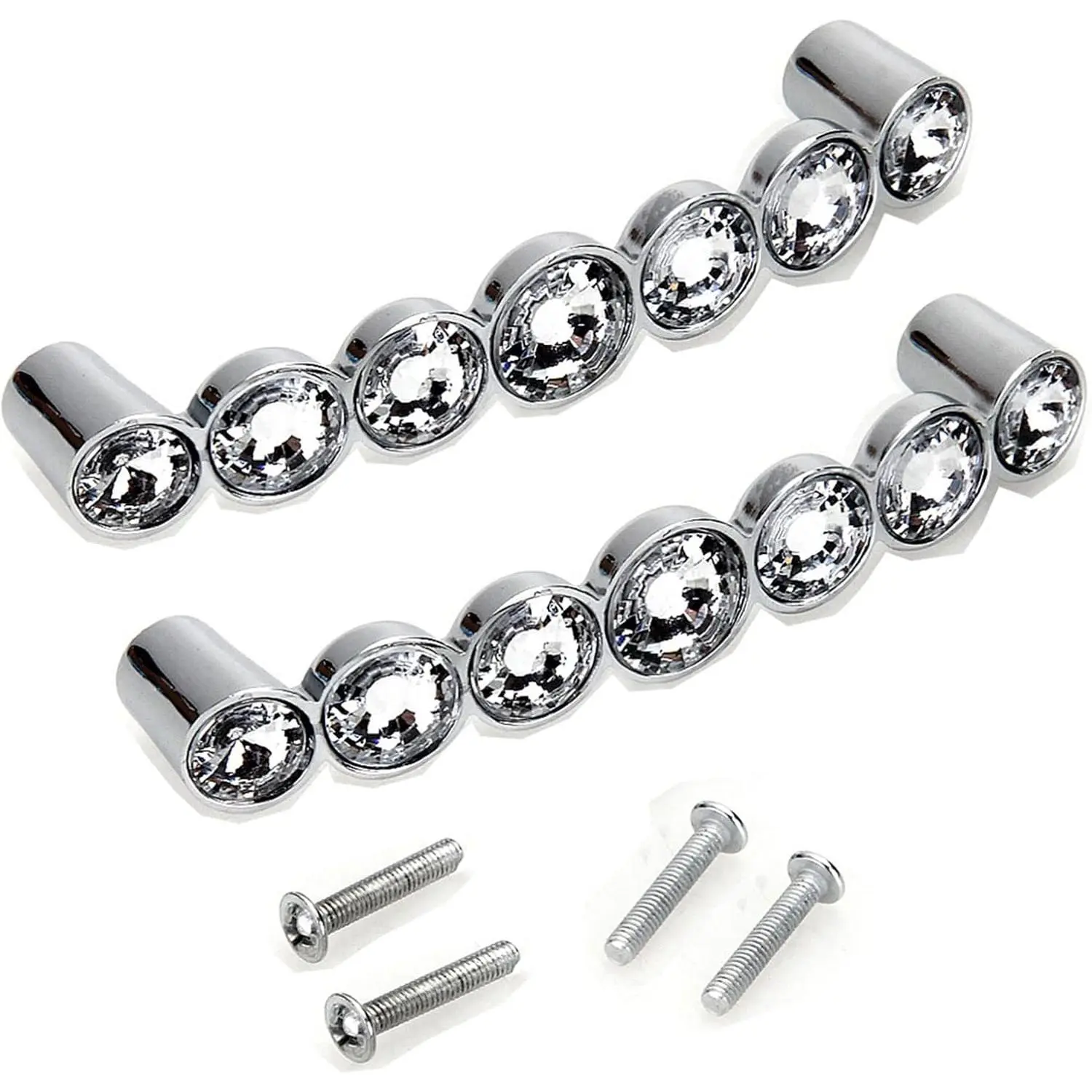 2 count  Cabinet Handles, 96mm  Glass Pulls for Kitchen Drawer Cupboard Wardrobe  Modern Decor Door Pulls with 4 Screws | Cabinet Hardware for Kitchen Dresser Cupboard Wardrobe, Door Pulls with 4 Screws