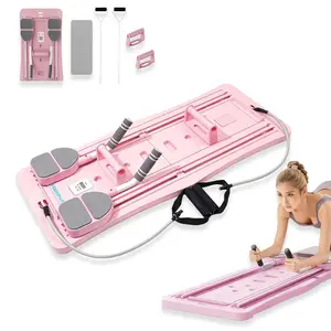 Space saving stackable pilates workout board multi slide track dual pull handles anti slip home full body exercise equipment