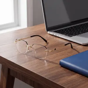The Modern Minimalist Frameless Blue Blocking Reading Glasses, Ultra-Light Metal Build, Blue Light Defense for Focused Work, Gaming & Everyday Wear