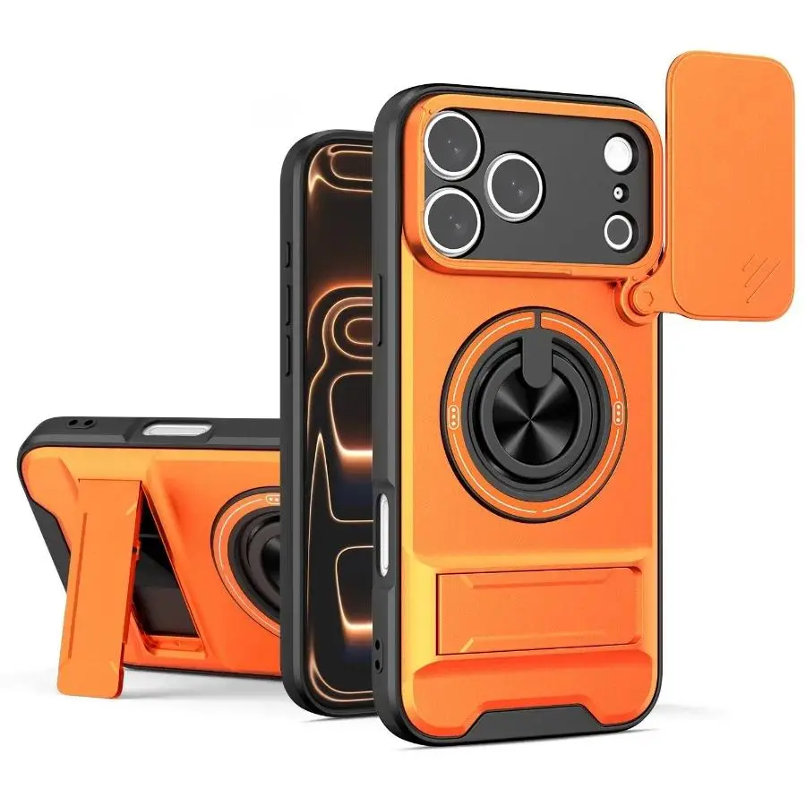 Case for iPhone 17 16 15 14 Plus 13 12 11 Pro Max Maximum Magnetic Ring Double Stand Camera Lens Cover Shockproof Heavy Protect