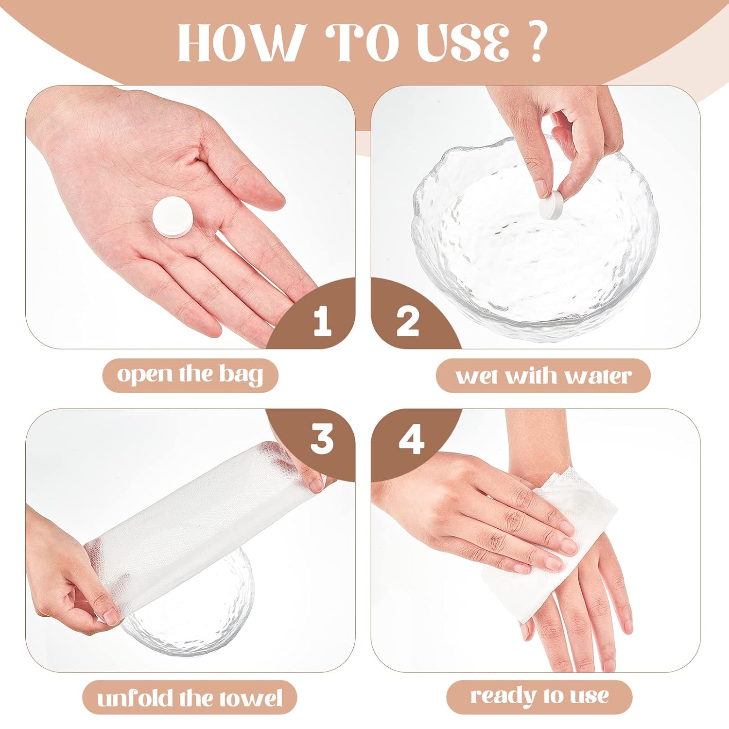 300 PCS Compressed Towels Mini Tablets Disposable Portable Face Towel Cotton Coin Tissue Portable Towels for Travel Camping Hiking Outdoor Sports Beauty Salon