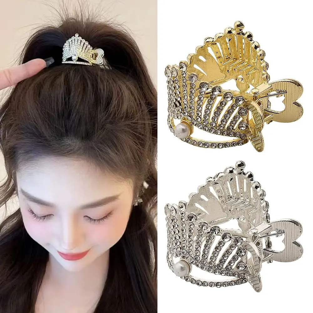 Crown Ponytail Holder Claw Clip Gold Sliver Metal High Ponytail Clip for Braids Hair Pins for Wedding Hair Accessories for Women Bride Hair Barrette for Thin Thick Hair Ponytail Cuff 2 Pcs