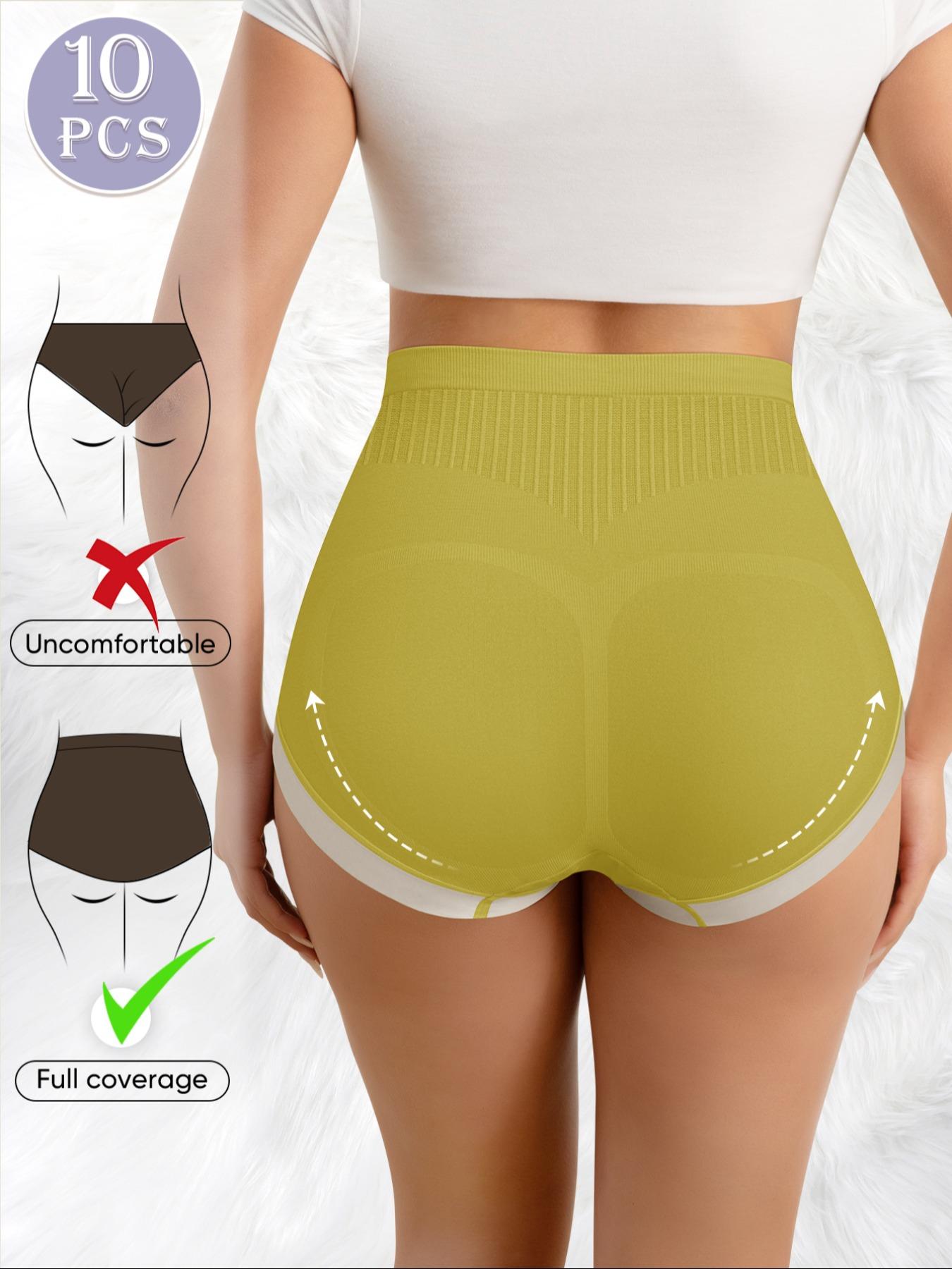 Women's Contrast Binding Full Coverage High Waist Panty, Casual Comfy Breathable Knicker for Daily Wear, Ladies Underwear for All Seasons, Breathable Panties