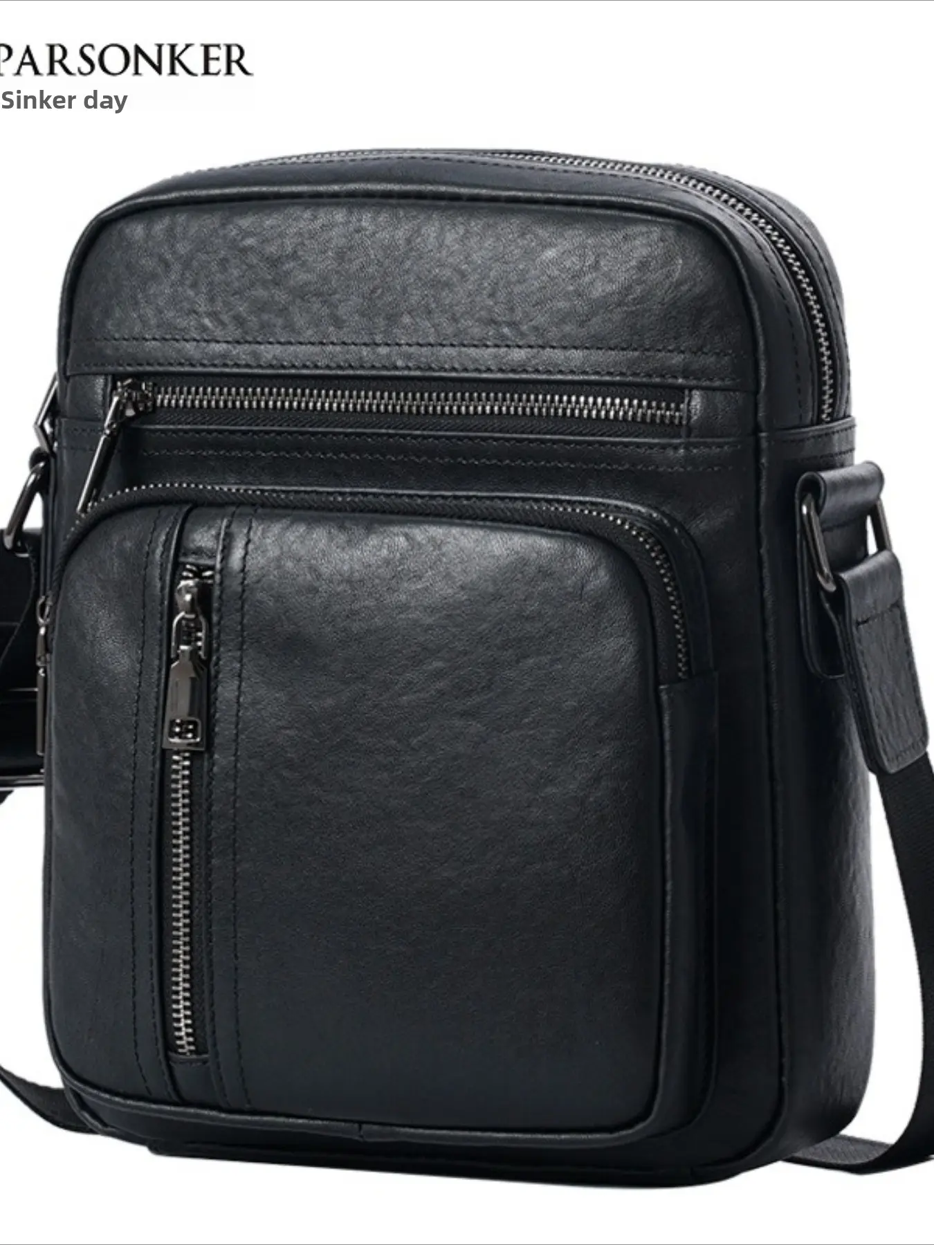 New men's leather messenger bag, business and leisure multi-compartment satchel, vegetable tanned leather men's shoulder bag in stock