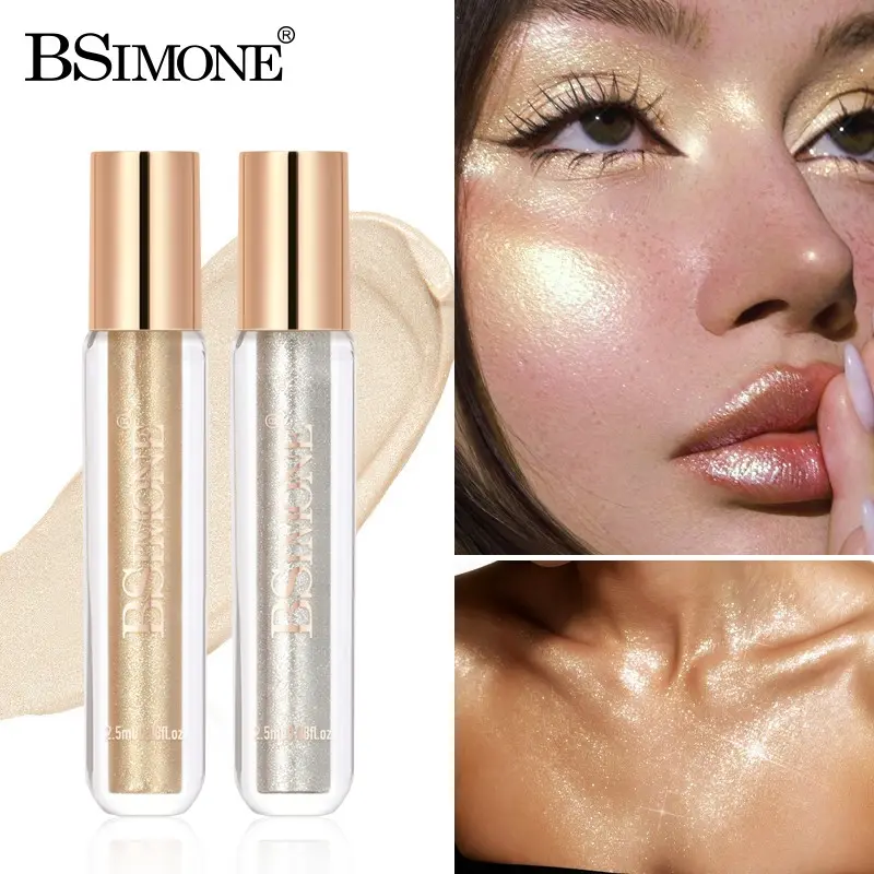 Bsimone Multi-Use Highlighter Liquid, Diamond-Level Fine Shimmer, Long-Lasting, Waterproof, Perfect for Eyes, Cheeks, Neck, Beach Essentials