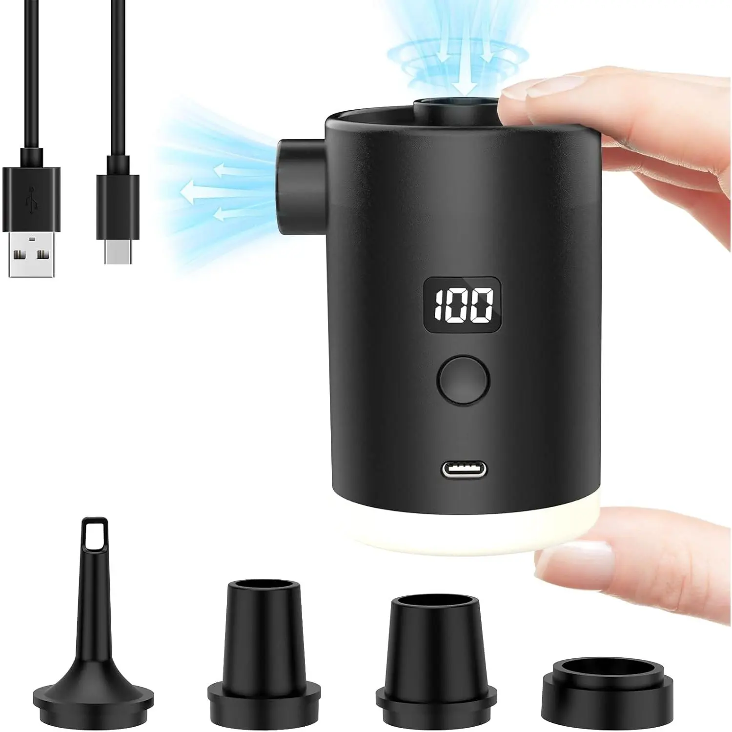 Portable Air Pump for Inflatables, Mini Air Mattress Pump for Inflatables, USB Rechargeable Air Pump for Pool Floats,Camping,Sleeping Pads, Swimming Rings, Vacuum Storage Bags