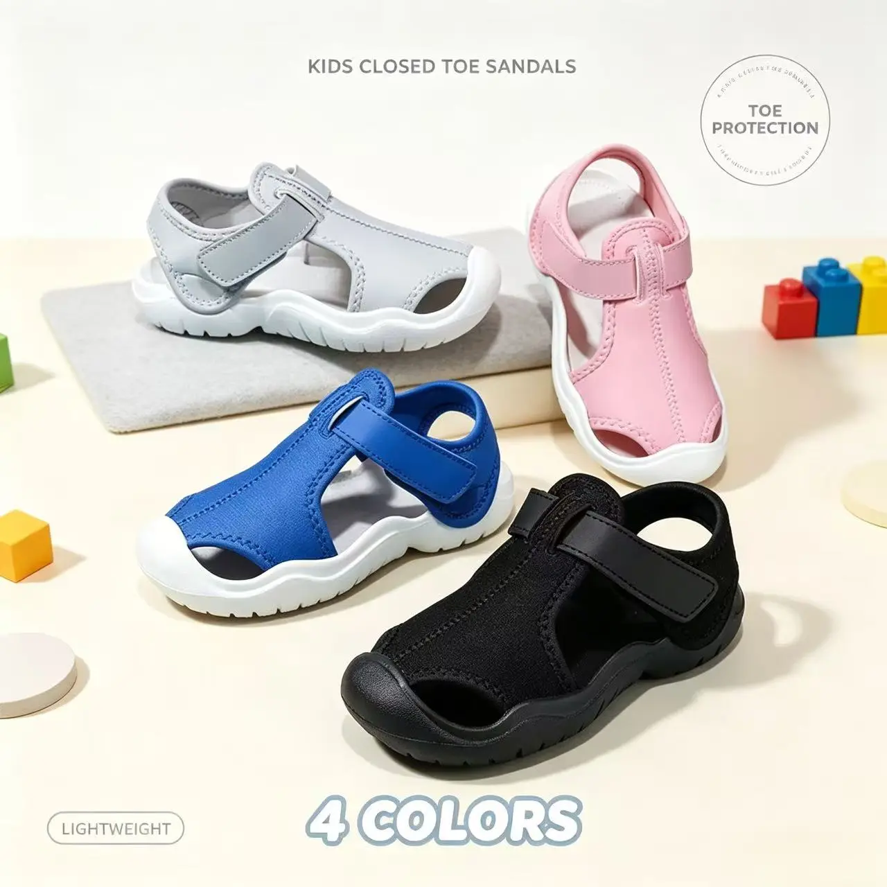 Toddlers' Slip-on Sandals, Unisex Toe Post Cut Out Slides with a Soft Sole and Flat Heel for Summer Beach Wear, Fabric, Hollow Out, Eva, Casual Play, Flat Heel (1 Cm Or Less), No Heel