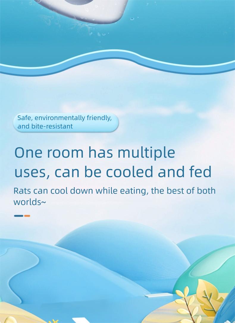 Small Pet Cooling & Hideout Hut, made of PP material, light-blocking, chew-resistant and roomy.Suitable for hamsters, Syrian hamsters, fancy rats, hedgehogs and other small pets.Comes with 2 replacement ice packs.