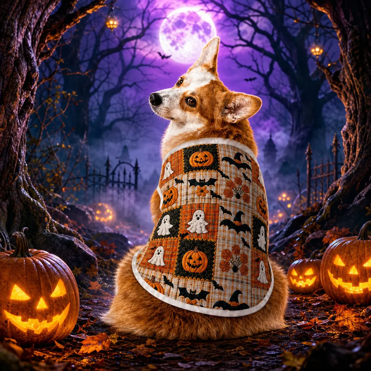 Patchwork Ghost Pumpkin Halloween Dog Clothes, Cool Touch Pet T-Shirt, Lightweight Breathable Single-Layer Puppy Vest, Stretchy Collar Costume with Cooling Sensation for Medium Large Dogs, Trick or Treat Apparel