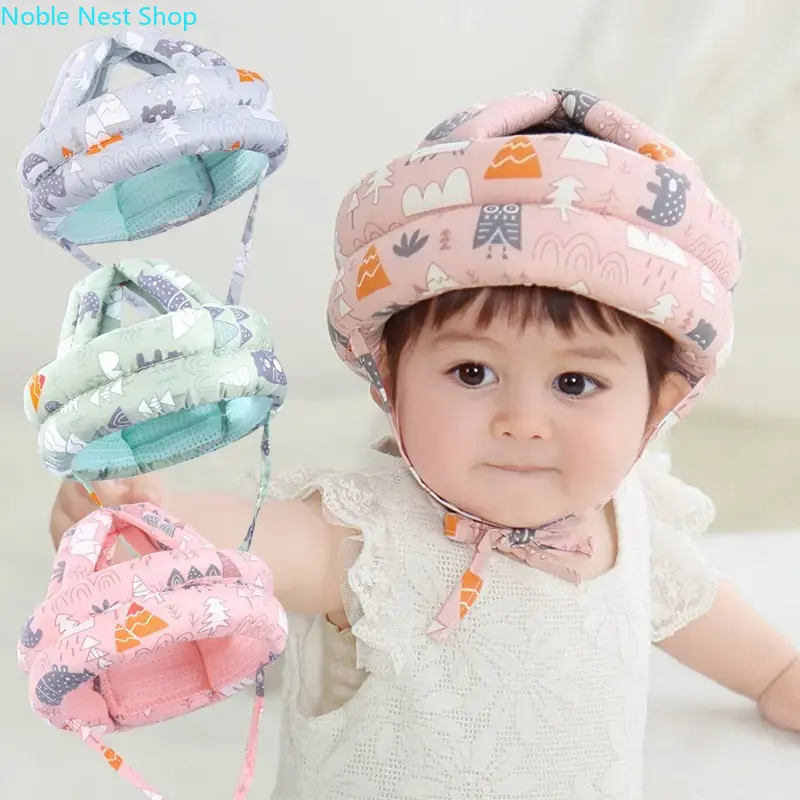Cartoon Print Baby Anti-Collision Head Protection Hat - Breathable Mesh, Lightweight Shockproof Toddler Safety Bump Cap for Crawling, Walking