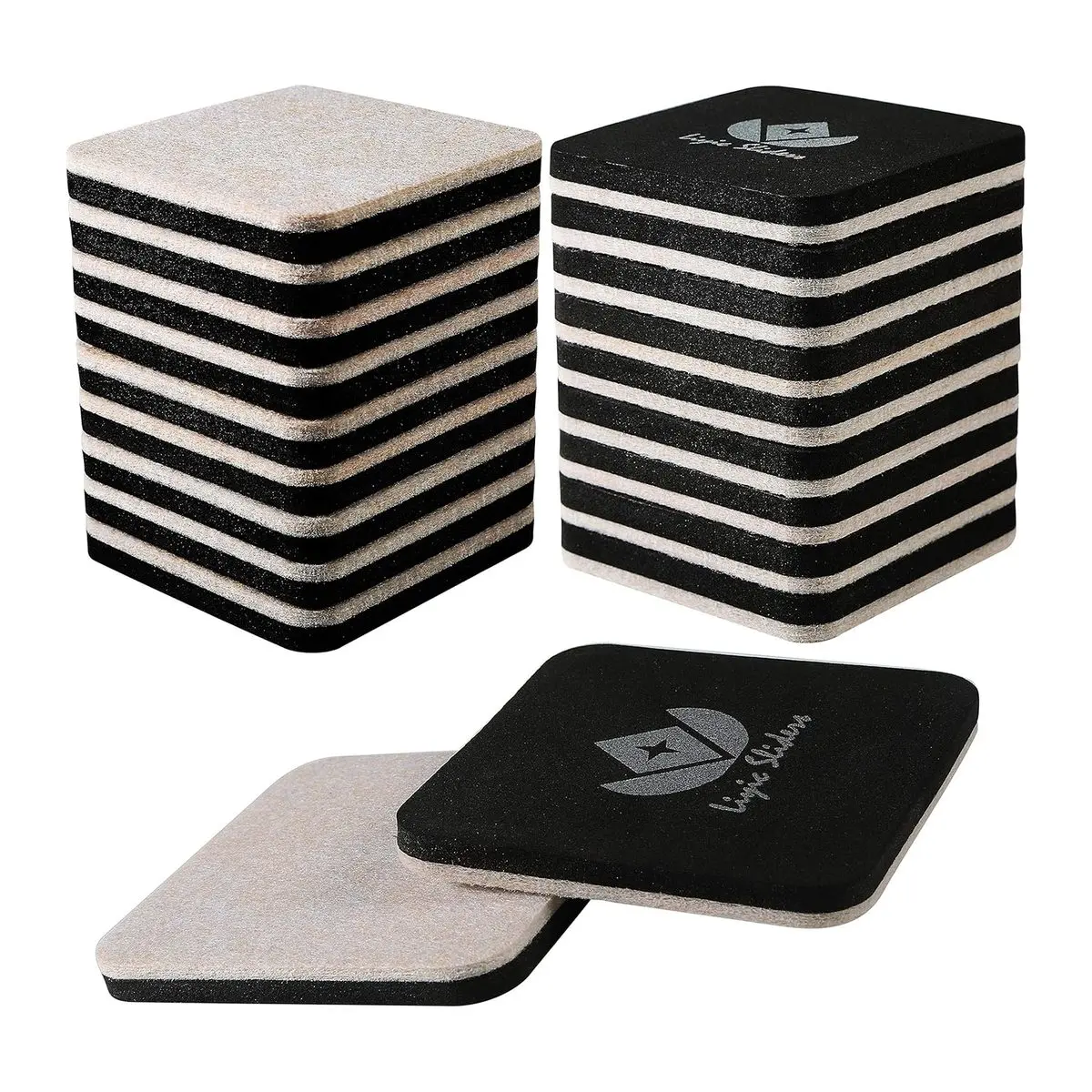 Felt Sliders for Hard Surfaces, 20 Pack 3 Inch Square, Heavy Duty Furniture Moving Sliders