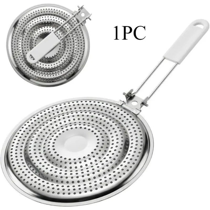 Kitchen Heat Diffuser Reducer Flame Guard With Removable Handle, Stainless Steel, Distributes Heat Evenly And Reduces Scorching, For Gas Electric Glass Stovetops, 8.25-Inch