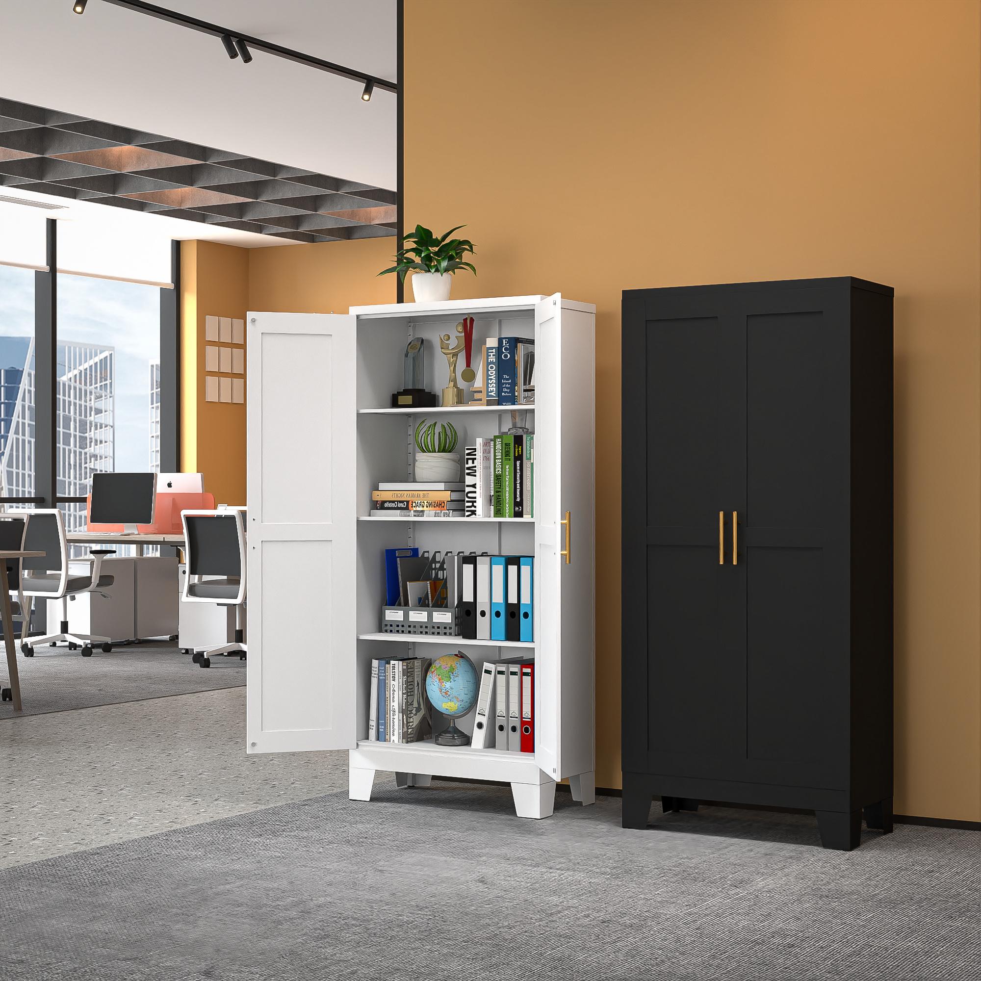 Metal Pantry Cabinet 47" with 2 Doors & 3 Adjustable Shelves, Kitchen Pantry Storage Cabinets for Dining Room, Living Room, Bathroom Furniture Organization storage cabinets drawer dresser  Cupboard Organizer