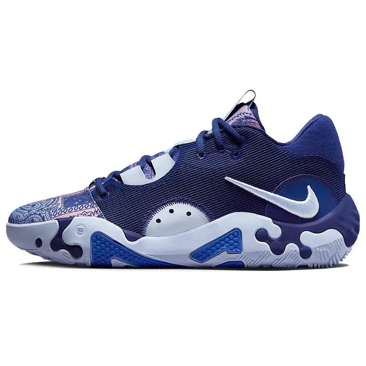 Nike PG 6 EP Men's Basketball Shoes: Cashew Flower Design, Fabric-Synthetic-TPU Upper, Cushioned, Non-Slip, Durable, Supportive Mid-Cut Verifiable, with credentials and supporting global authentication