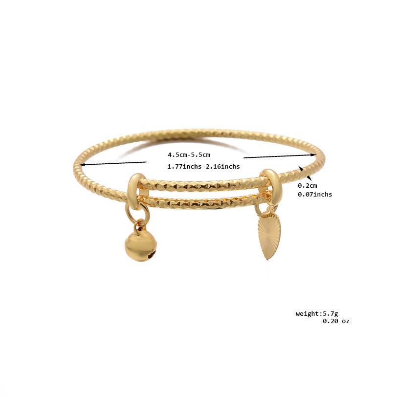 Gold Color Bangle for Girls/Baby/Kids Charm Gypsophila Bracelet Small Bell  Heart Jewelry Child Christmas Gifts