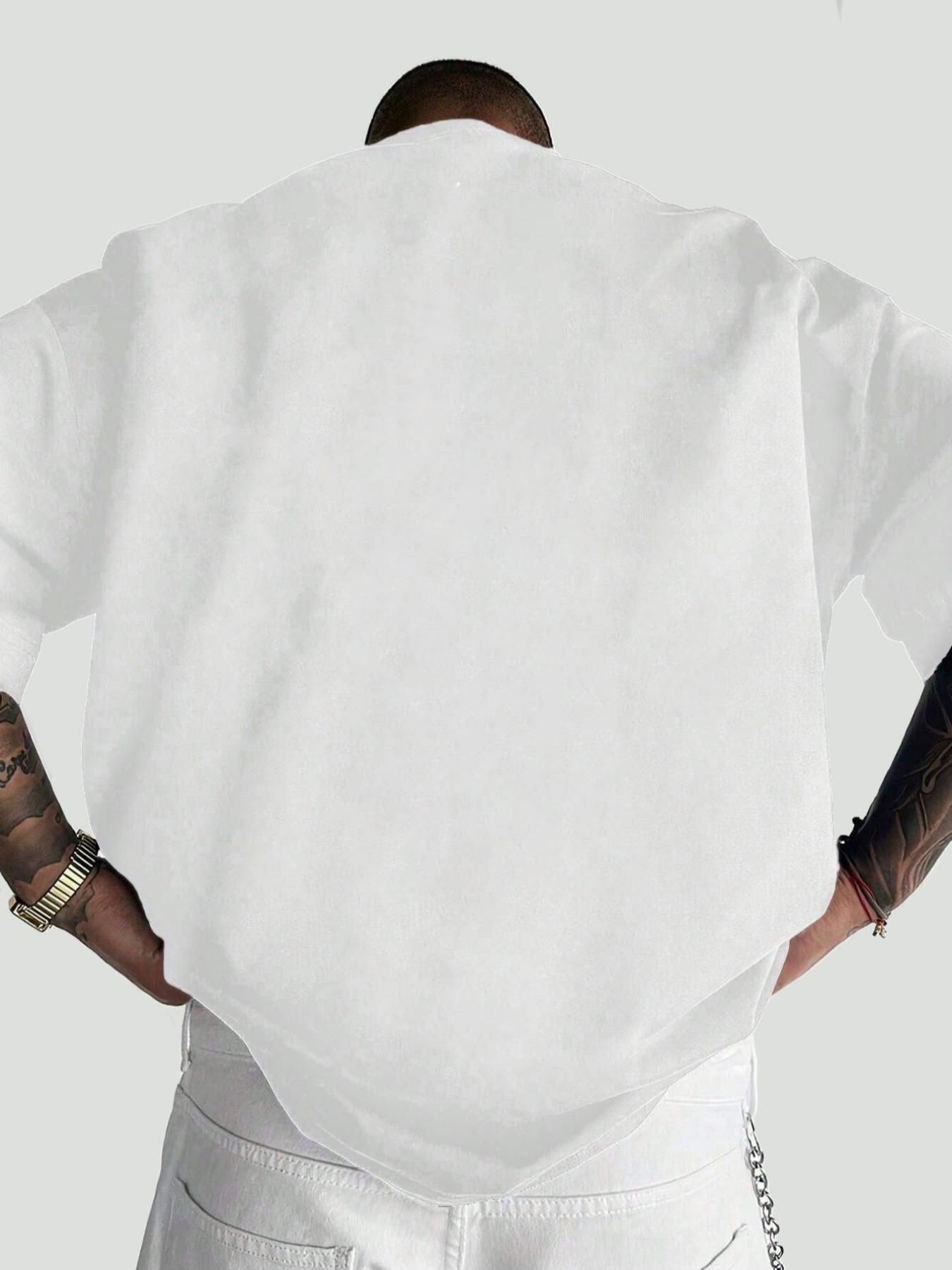 Men's Rose & Athletic Letter Print Round Neck Tee, Loose Casual Fashion Short Sleeve T-shirt for Summer, Men's Top for Daily Wear