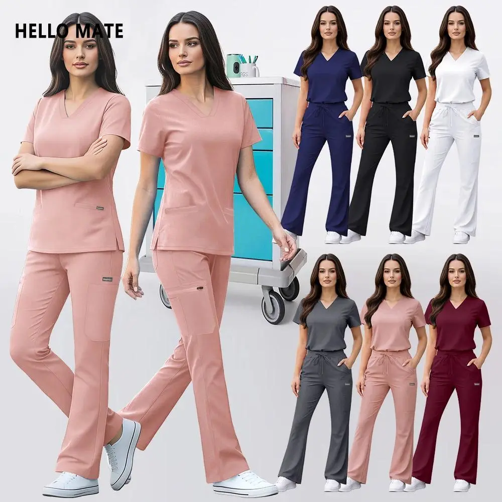 Medical Apparel Scrubs Set Uniform High-quality Anesthesiologist Work Clothes Women Summer Tops Pants Hospital Surgical Uniforms