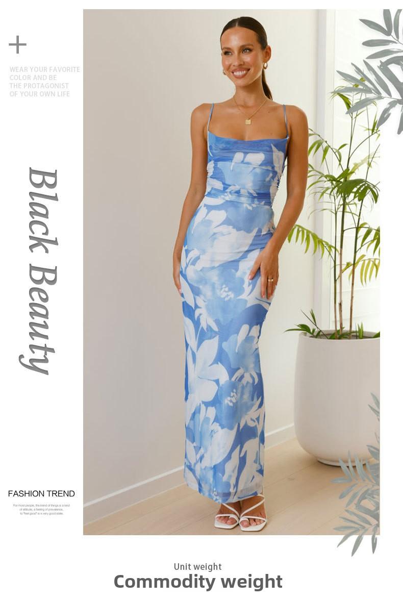 Women's All Over Print RuchedBackless Split Thigh Bodycon TubeDress, Women's Clothing, SundressMaxi Dress, Elegant SleevelessLong Cown for Summer, Capri SunDress, Ladies Clothes for BeachHoliday Valentine's Day, gift Casual Floral Womenswear Gamis