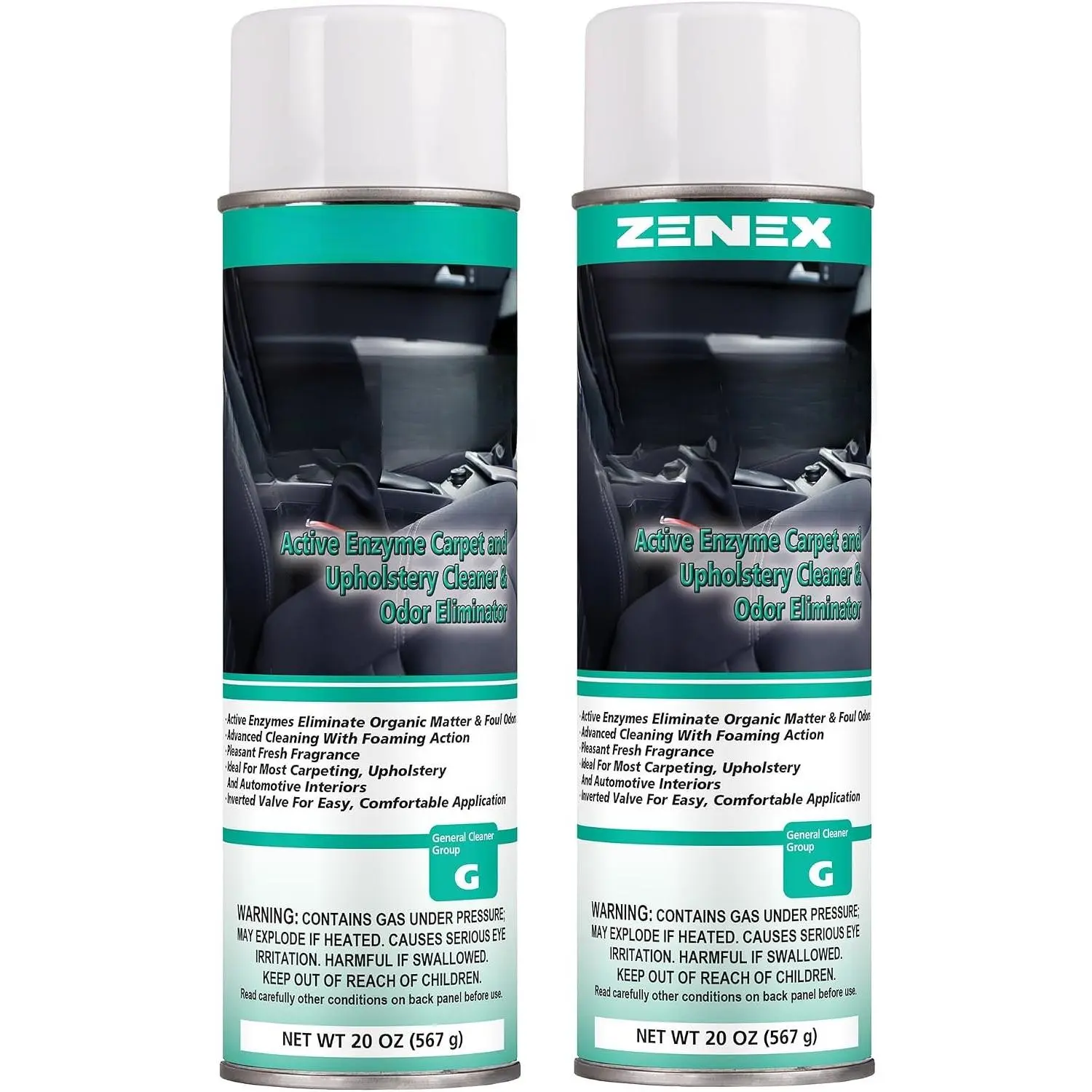 ZenaZyme  Enzyme Carpet & Upholstery Cleaner - Professional-grade Stain Remover | Deep Foaming Formula for Carpets, Upholstery, & Interiors |  Scent | 20 oz (2 Pack)