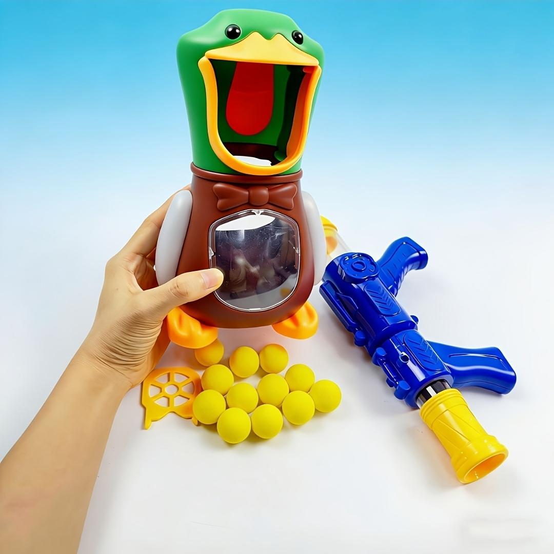Hungry Duck Feeding Game Set (includes 12 sponge balls and air gun) -- Indoor and outdoor shooting toy, enhances parent-child interaction, party game, develops hand-eye coordination and motor skills, suitable for outdoor play (ideal gift)