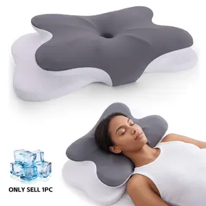 Upgrade Butterfly Neck Support Pillow, Cool Ice Silk Memory Foam, Ergonomic Zone Design, Zero Pressure Sleep for Cervical Health