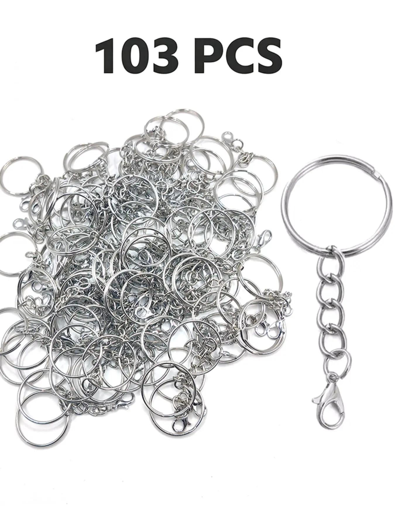 103pcs Keychains, DIY Craft Supplies, Lobster Clasp Keychain Accessories, Bulk Making Materials for Keyrings, Bag Charms, Hanging Decorations