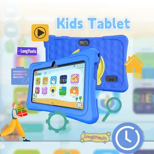 7-inch tablet, Learning tablet, compatible with Android 12, supports parental control, built-in Wi Fi, with silicone protective case, installs smart applications, IWAWA educational software, Christmas bestseller, no adapter, blue/pink