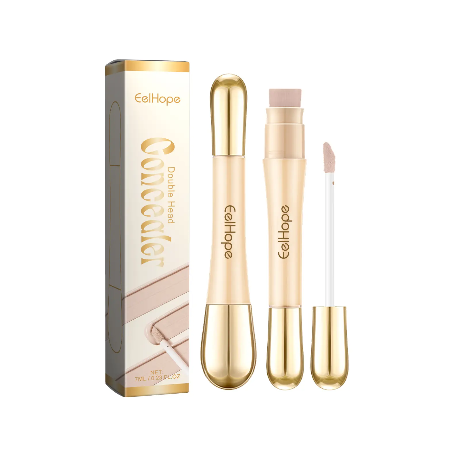 2-in-1 Dual-Head Concealer Stick with Built-in Sponge Brush Waterproof Dark Circle & Blemish Cover Up Portable Hyaluronic Acid Face Makeup