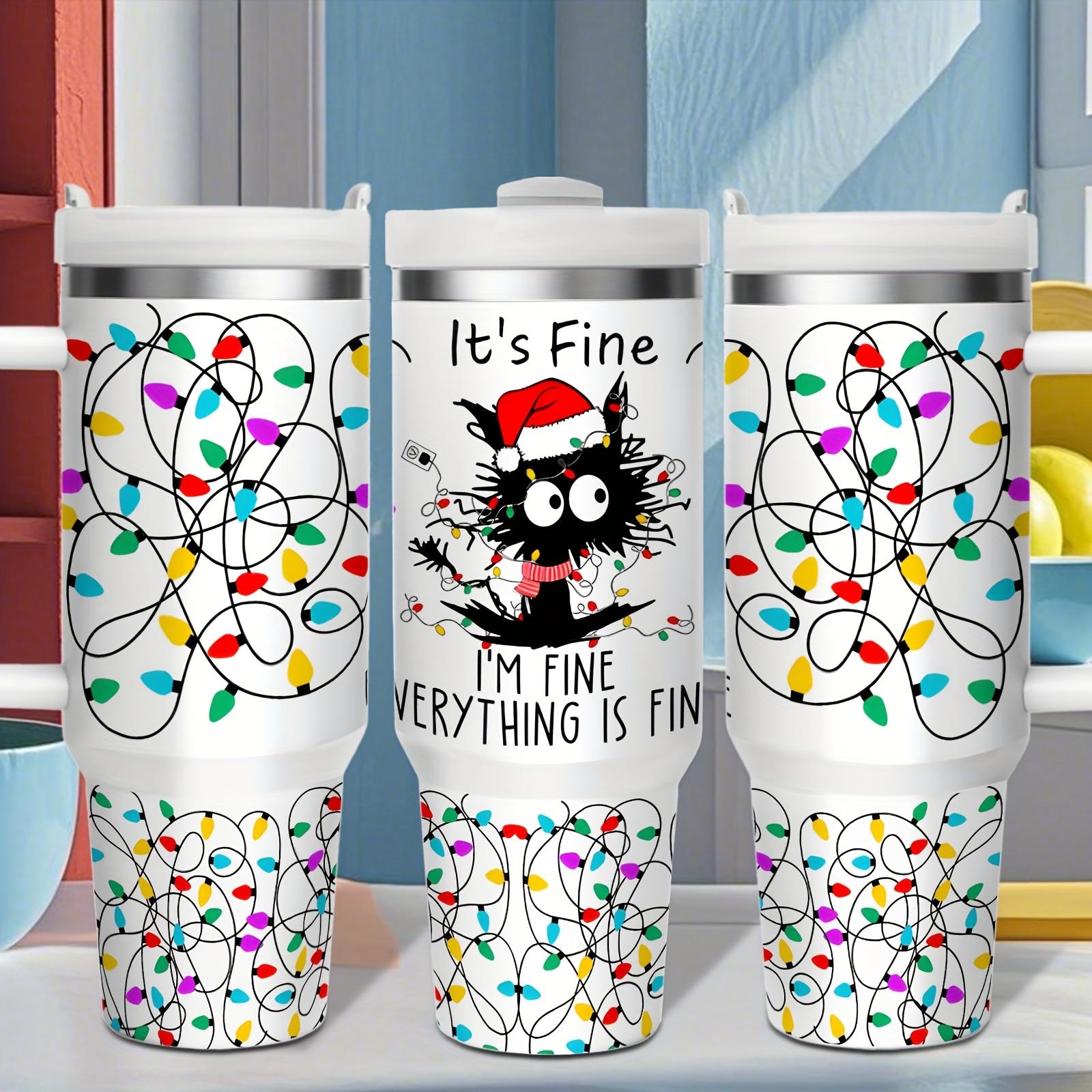 1 40 oz insulated sippy cup, Fun Christmas - Vacuum Coffee Mug with Double Stainless Steel and Handle - Perfect for Christmas, Thanksgiving and Valentine's Day, Local Warehouse, Easy Mug for Hot and Cold Drinks, Kitchen Essentials.