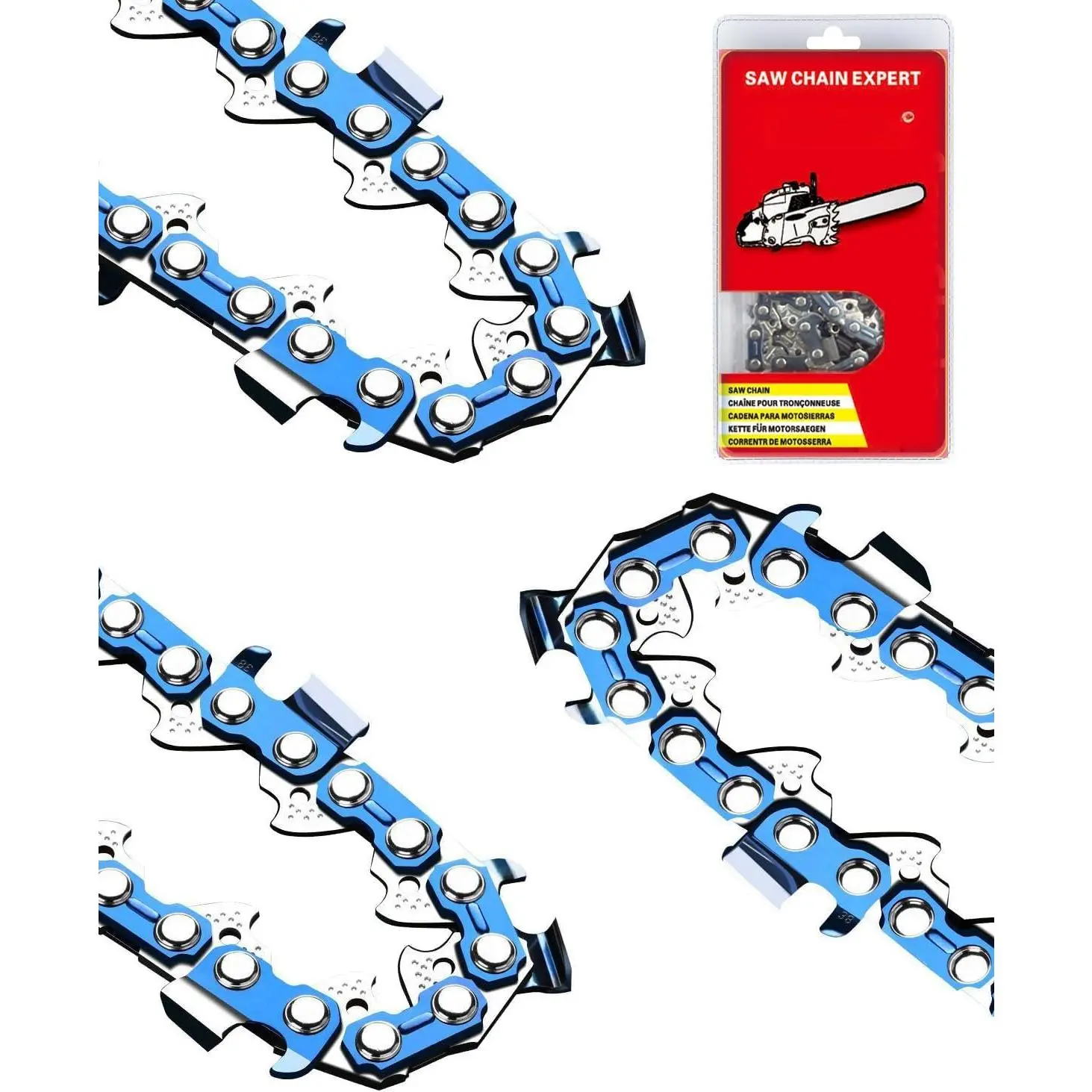 8 Inch  Chain 3 Pack,050" Gauge, 3/8" Low Profile Pitch, 33 Drive Links Pole  Chain,Compatible with Portland, Greenworks, Kobalt,  and ,S33