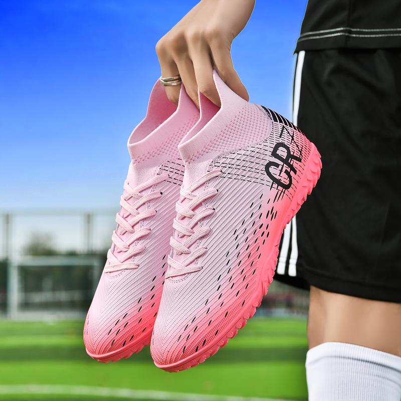 Men's High-top Soccer Shoes - Non-slip, Breathable, Lightweight, Soccer Boots with AG Studs, Suitable for Outdoor Training and Matches, Black with Yellow Accents, CR7 Design, PU Upper, Rubber Sole, Lace-up Closure