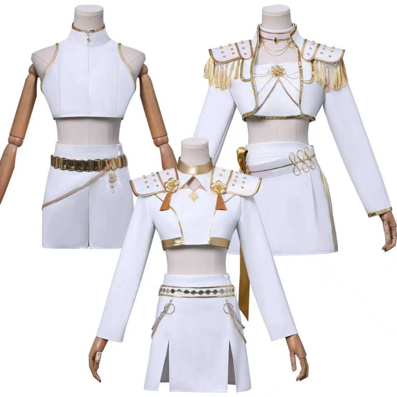 Halloween girl group performance outfit, white cosplay, Korean idol, 2D animation