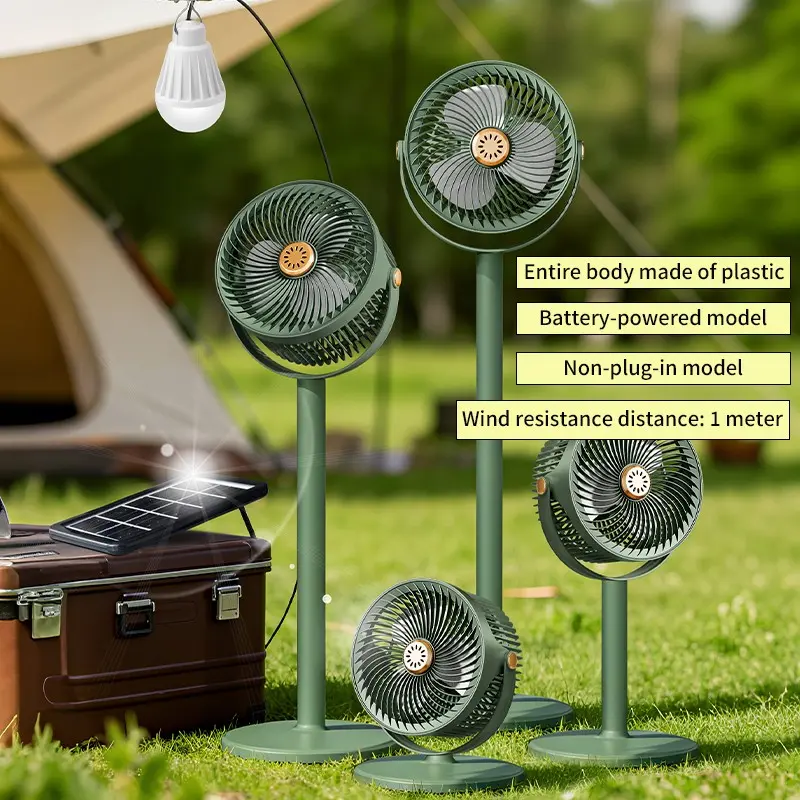 Adjustable Solar Fan with LED, 5 Speed Settings, Type-C Charging, Battery-Powered, Silent Standing Floor Fan, Modern Home Air Circulator, Multifunctional Cooling Fan, Adjustable Speeds Fan, Rechargeable Fans
