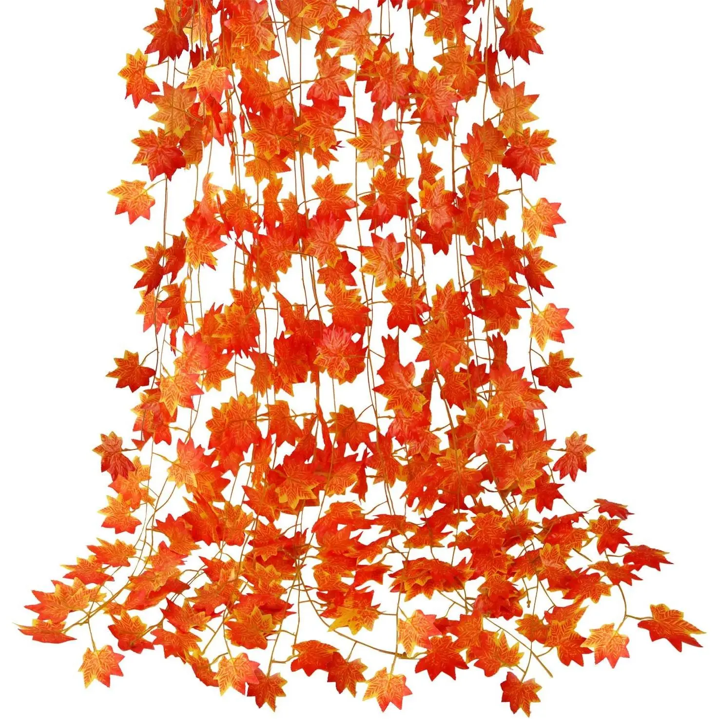 12 Pack Fall Leaf Garland, Hanging Vines Garland Artificial Fall Maple Leaves Garland Thanksgiving Decor for Home Wedding Fireplace Party