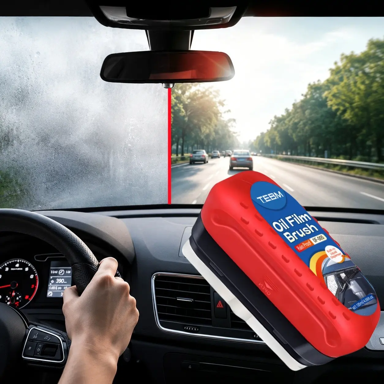 Windshield Cleaner and Oil Film Remover, Removes Glare and Water Stains, Self-Distributing Glass Cleaning Tool, Strain-Free Glossy Cleaner