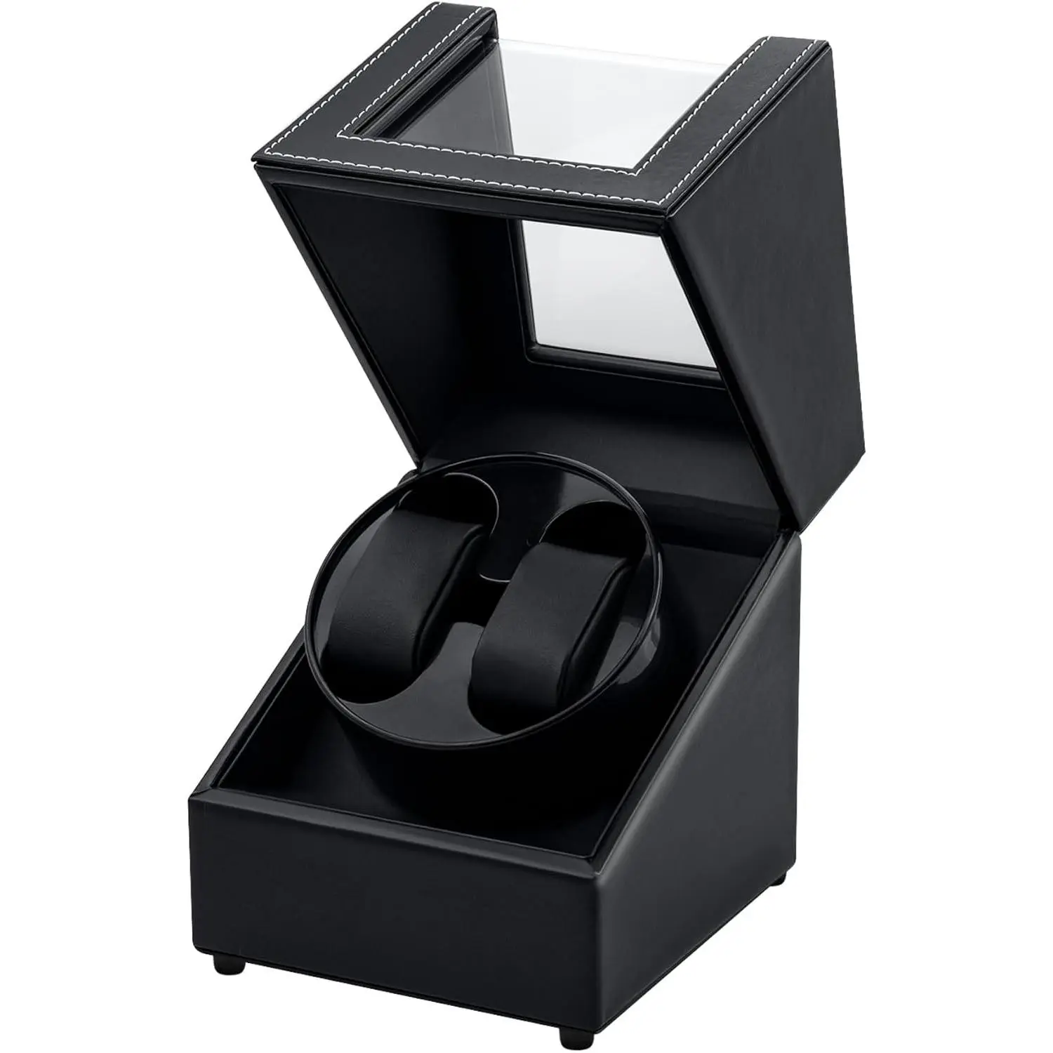 Watch Winder for Automatic Watches, Double Automatic Watch Winder Box with Quiet Japan-made Motor, Automatic Watch Display Storage Rotation Wristwatch Box with 2 Slots (Black PU Leather)